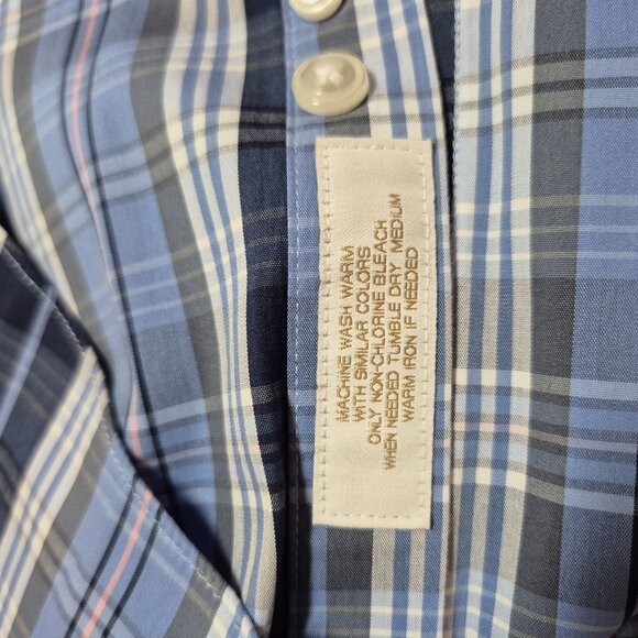 Roundtree & Yorke Gold Label Men's Shirt Size M Plaid Blue Slim Fit  (56) - Picture 10 of 10